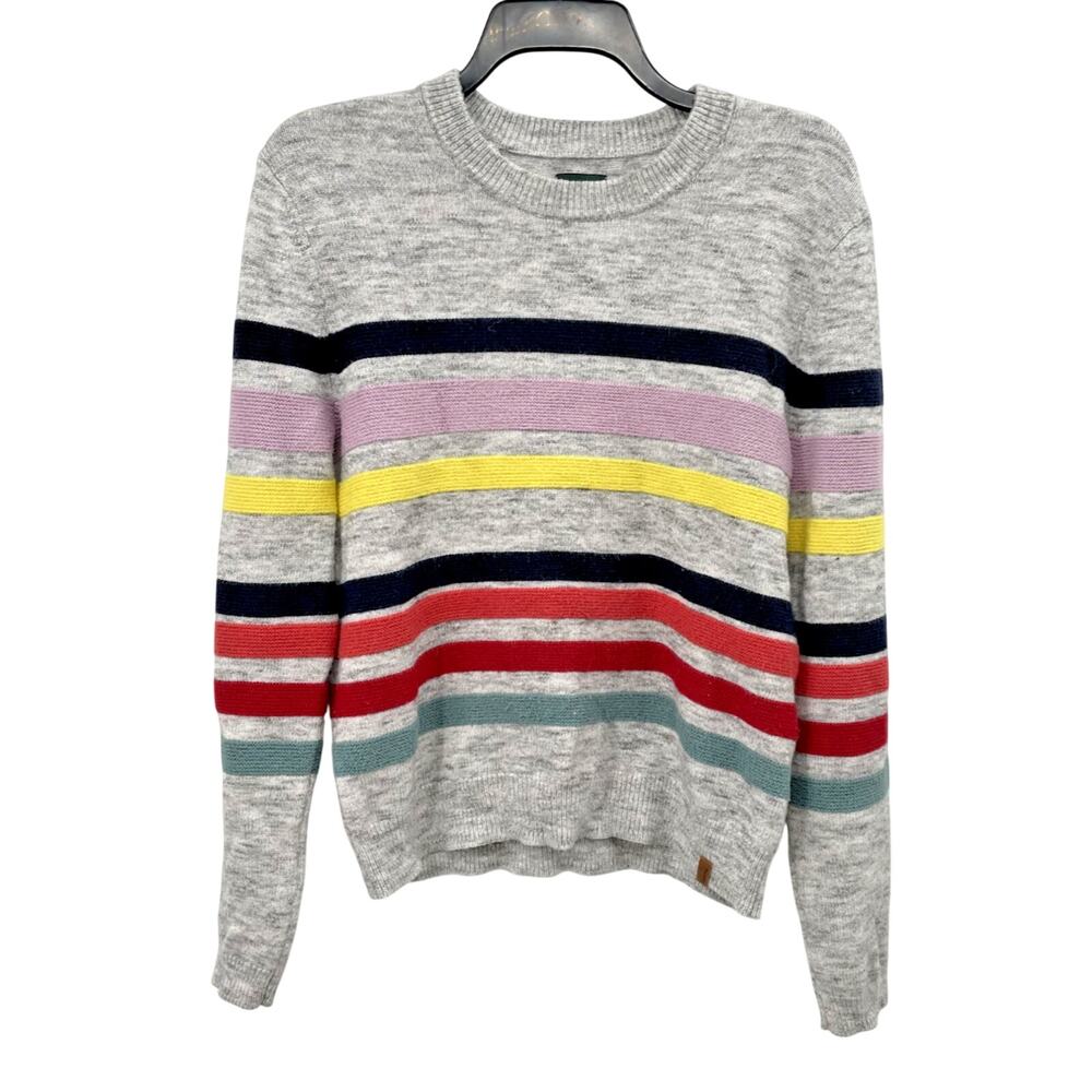Roots Canada Horizontal Striped Rainbow Crew Neck Sweater Women Small